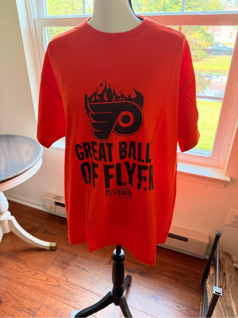 PHILADELPHIA FLYERS SHIRT MENS XL GREAT BALLS OF FLYER 2012 PLAYOFFS ORANGE